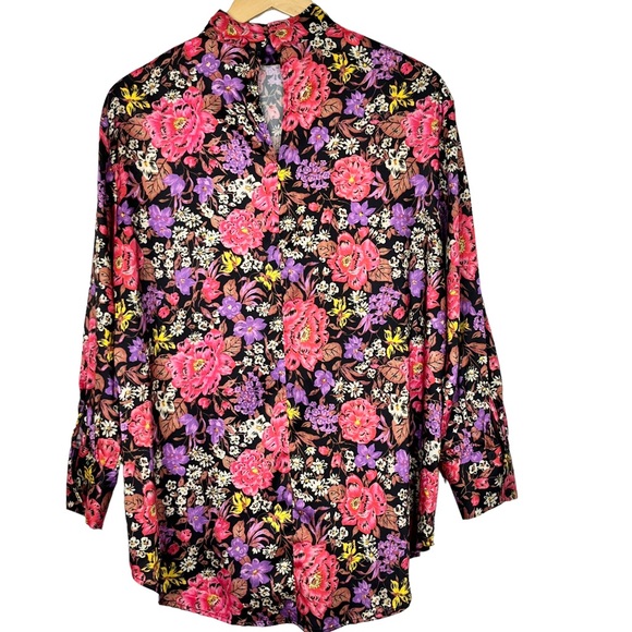 Zara Floral Mock Neck Long Sleeve Blouse - Picture 10 of 13